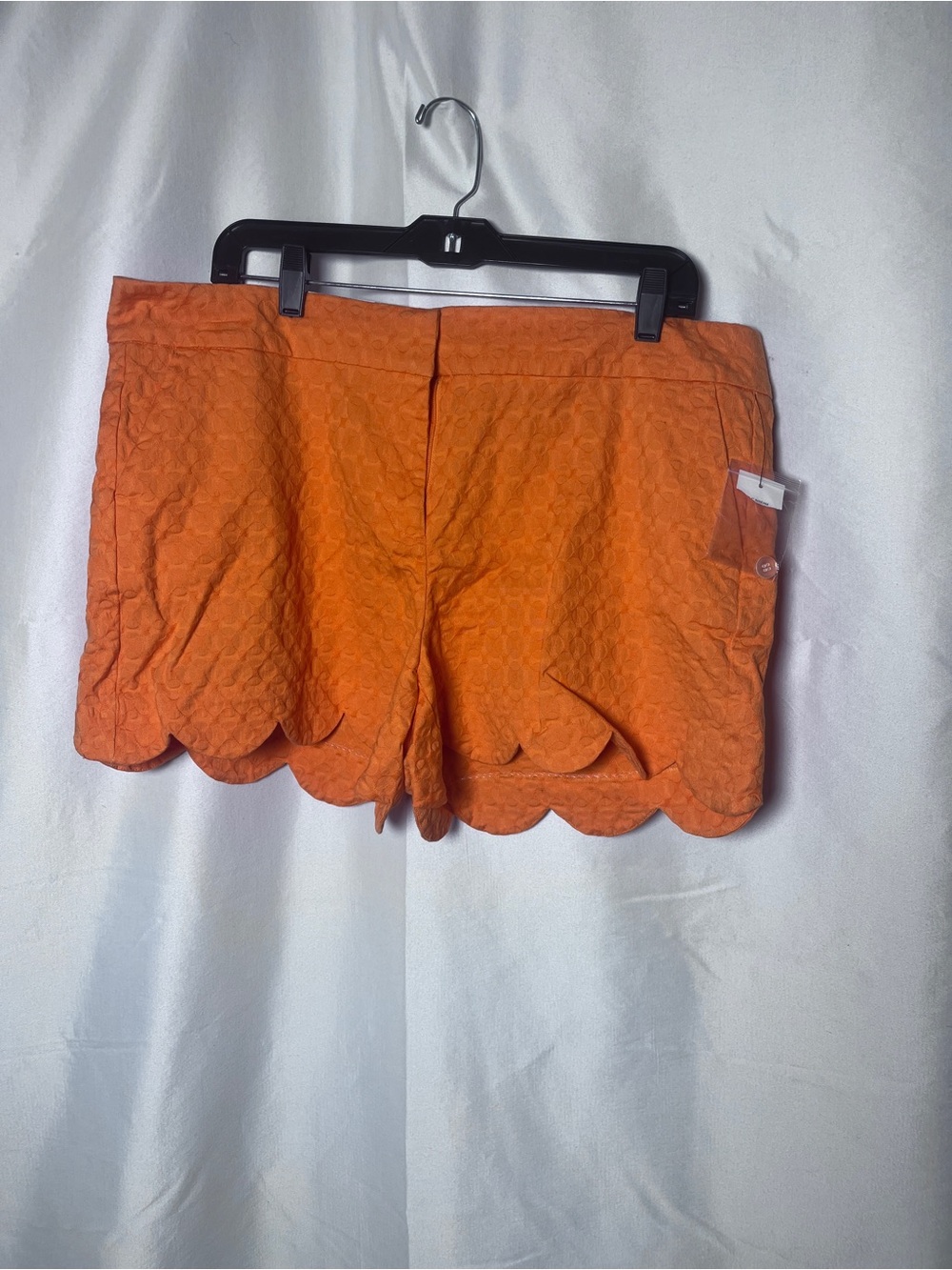 crown & ivy Orange Scallop-Hem Quilted Shorts